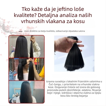 Ženska perika s bangsom, lagana, prava kosa, ravna, može se farbati