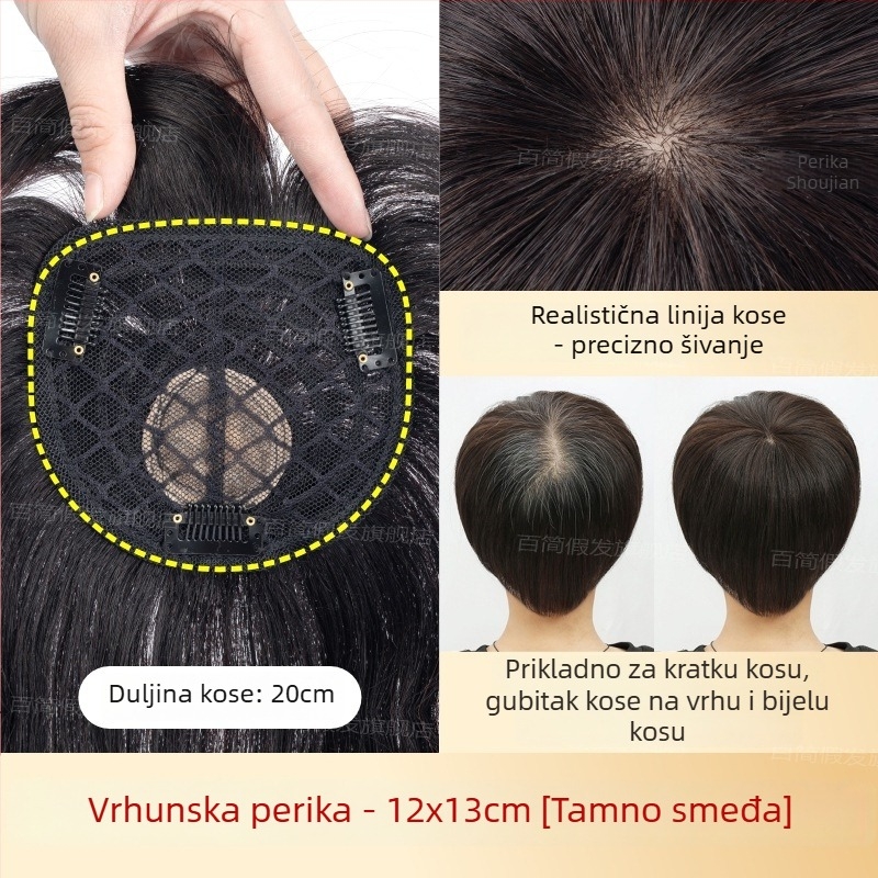 Ženska perika s bangsom, lagana, prava kosa, ravna, može se farbati