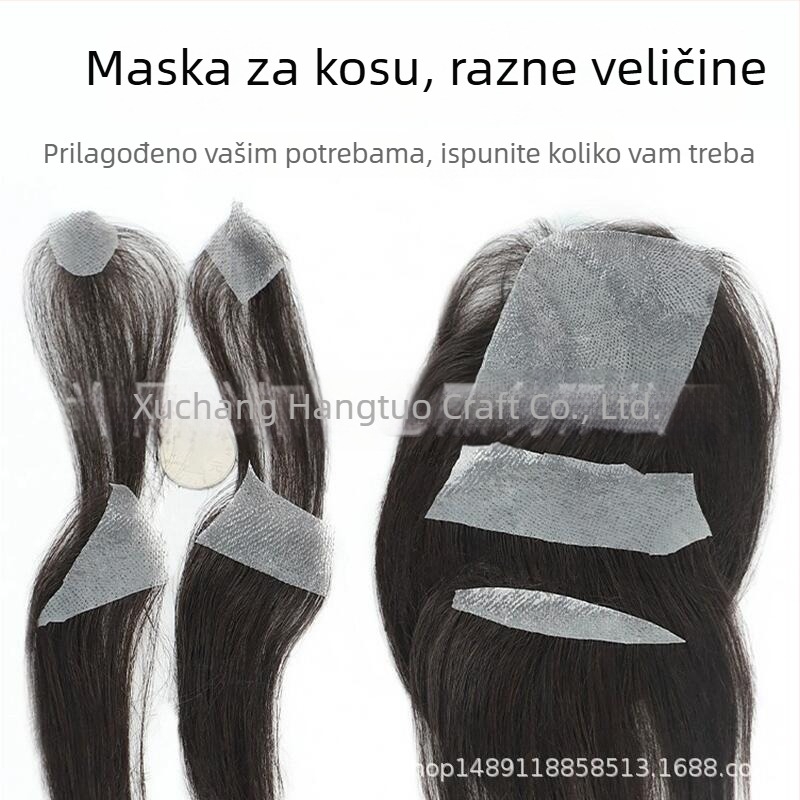 Biološki flaster za ožiljke na vlasištu – ljudska kosa, ručna izrada, može se bojiti