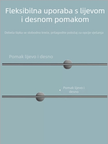 Zidni držač ručnika, jednopolni, Space aluminij, premaz sprejom plastika, nosivost 10 kg, 1 sloj