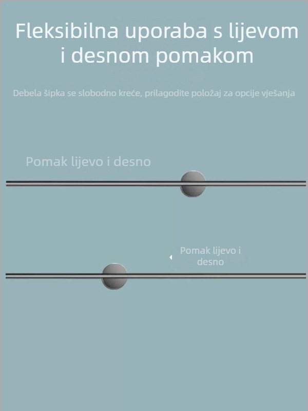 Zidni držač ručnika, jednopolni, Space aluminij, premaz sprejom plastika, nosivost 10 kg, 1 sloj