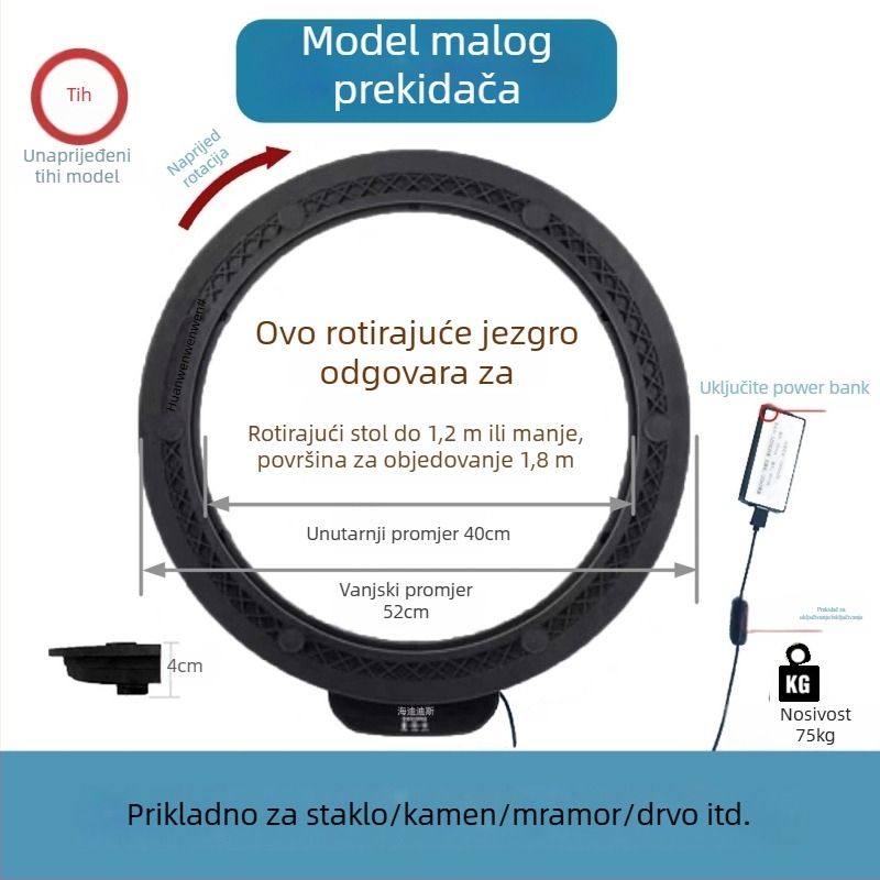 Električna okretna ploča za stol — materijal plastika; marka Jinpaili hardware; talijanski minimalistički stil; univerzalna primjena