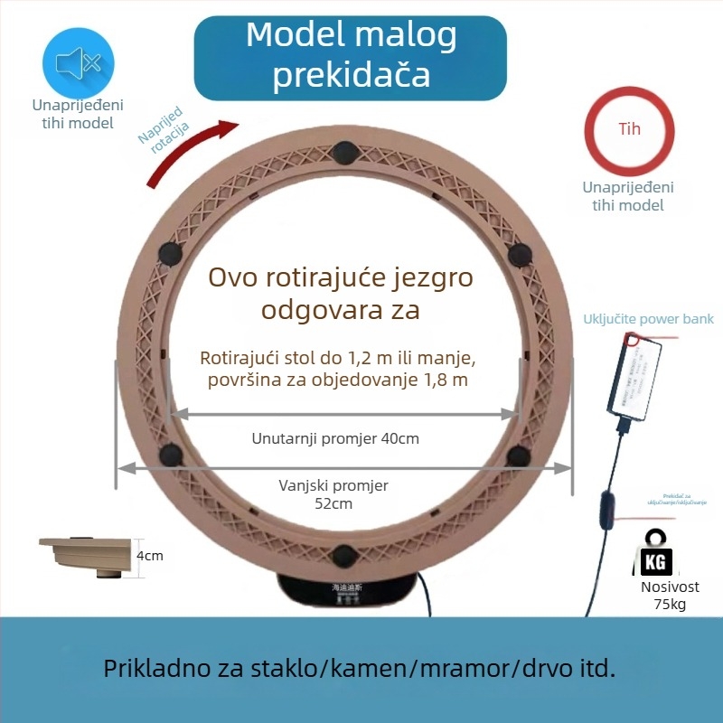 Električna okretna ploča za stol — materijal plastika; marka Jinpaili hardware; talijanski minimalistički stil; univerzalna primjena