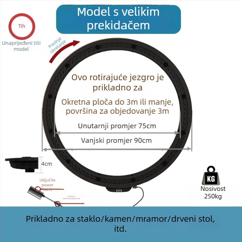 Električna okretna ploča za stol — materijal plastika; marka Jinpaili hardware; talijanski minimalistički stil; univerzalna primjena