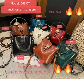 Ženska torba bucket od prave kože Jump Up, vertikalni kvadratni oblik, zatvaranje na zip