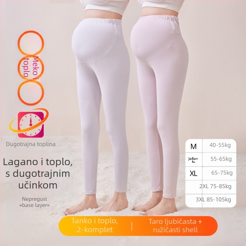 Trudničke hlače s flisom, dugačke, srednja debljina, poliester 80–90%, podpora za trbuh