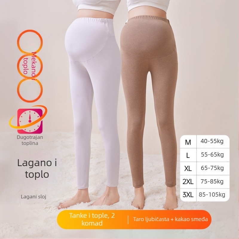 Trudničke hlače s flisom, dugačke, srednja debljina, poliester 80–90%, podpora za trbuh