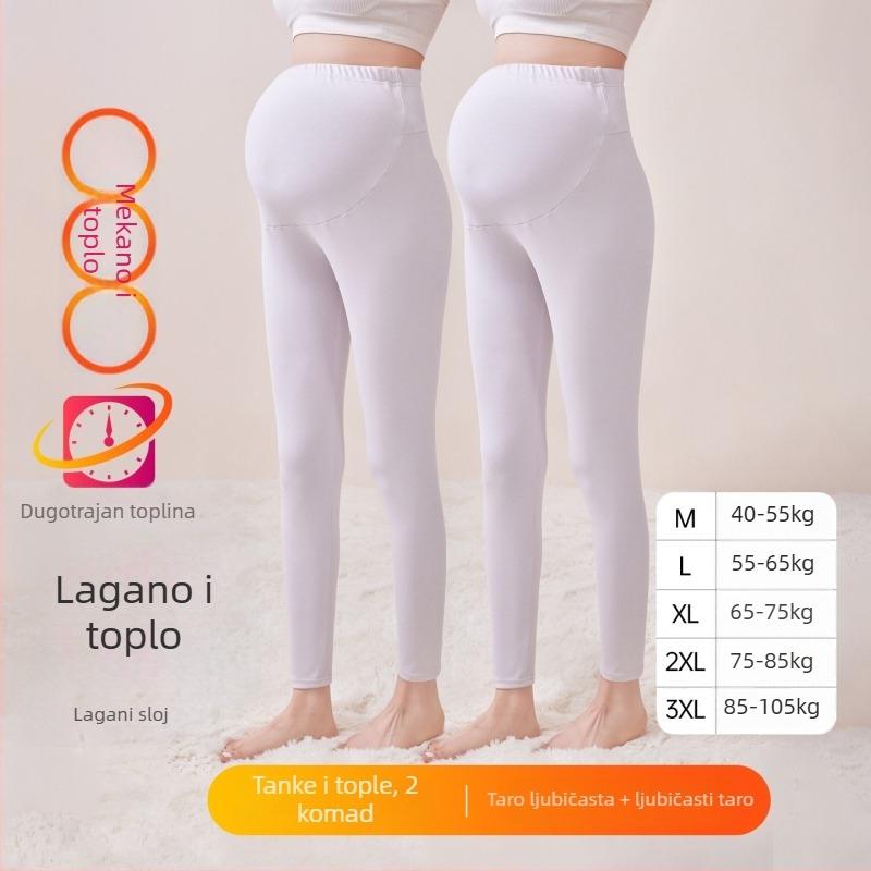 Trudničke hlače s flisom, dugačke, srednja debljina, poliester 80–90%, podpora za trbuh