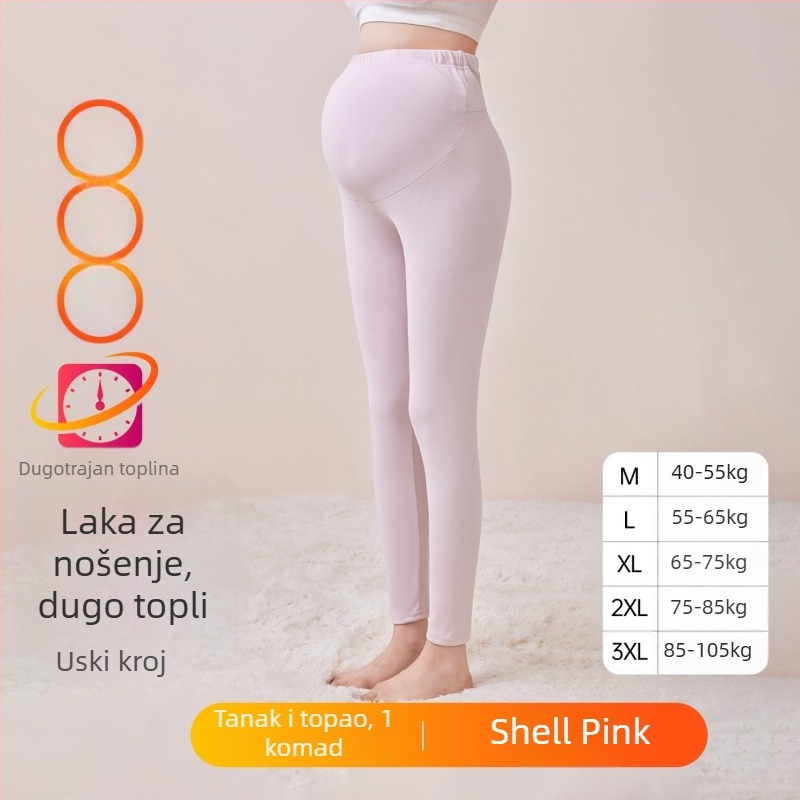 Trudničke hlače s flisom, dugačke, srednja debljina, poliester 80–90%, podpora za trbuh