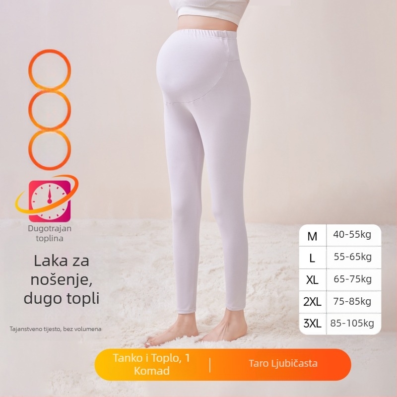 Trudničke hlače s flisom, dugačke, srednja debljina, poliester 80–90%, podpora za trbuh