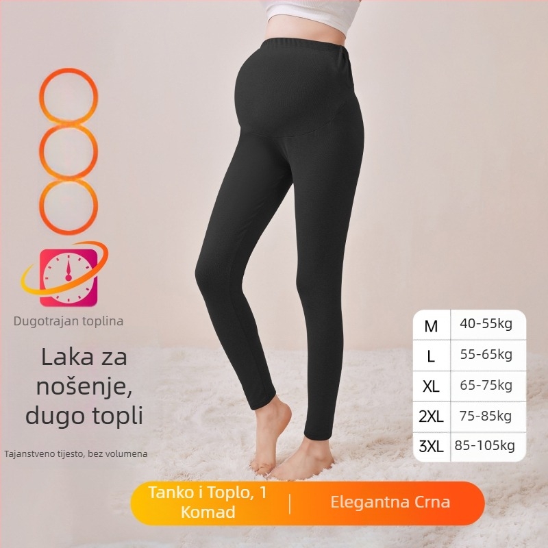 Trudničke hlače s flisom, dugačke, srednja debljina, poliester 80–90%, podpora za trbuh