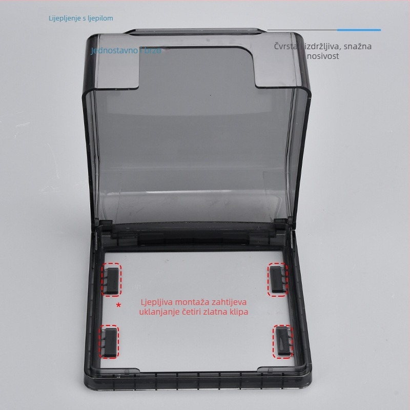 Ljepljiva vodootporna kutija za utičnice tipa 118, prošireni dvostruki utični otvor, kapak za podizanje za kupaonicu, pametni WC