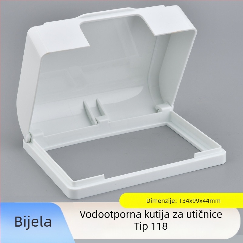 Ljepljiva vodootporna kutija za utičnice tipa 118, prošireni dvostruki utični otvor, kapak za podizanje za kupaonicu, pametni WC