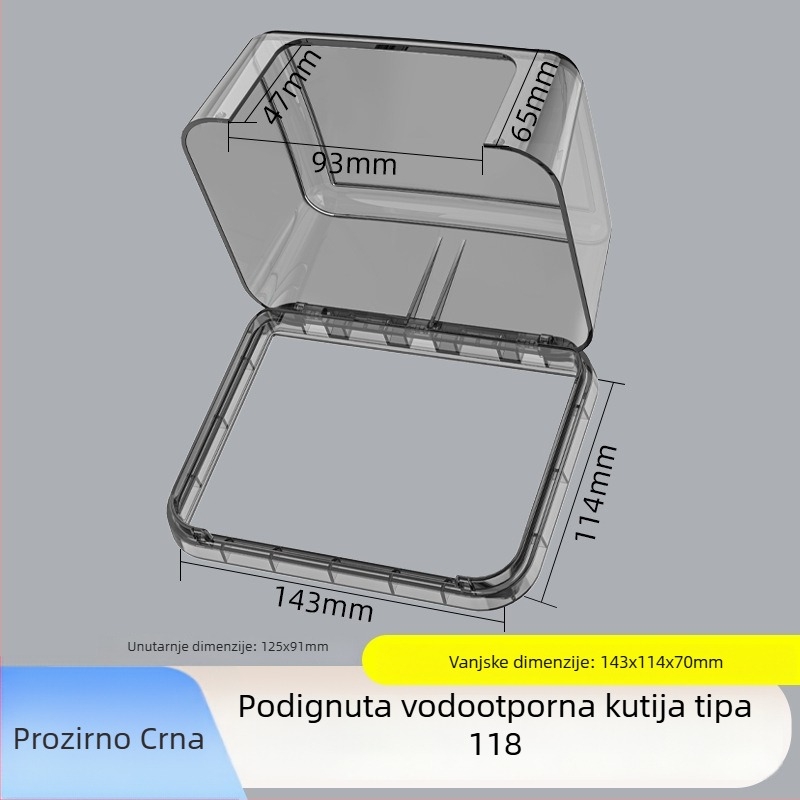 Ljepljiva vodootporna kutija za utičnice tipa 118, prošireni dvostruki utični otvor, kapak za podizanje za kupaonicu, pametni WC