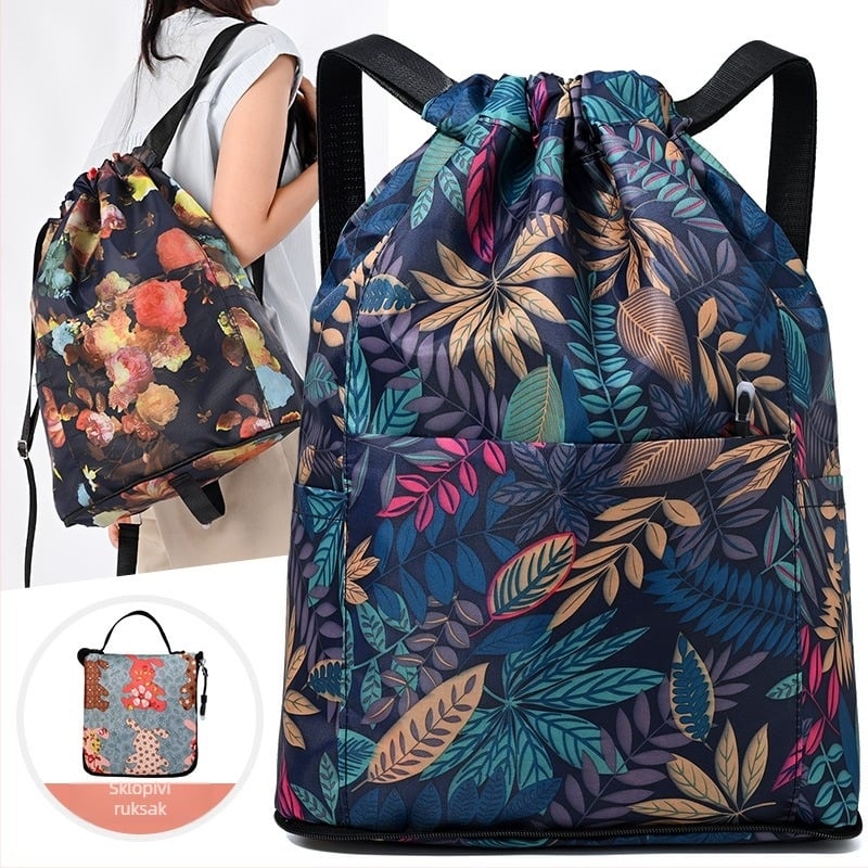 Ruksak s vezicama u gradskom stilu od Oxford tkanine, unutarnji džep na zip i poliester podstava, sklopiv za pohranu