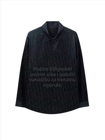 Košulja s dugim rukavima, potpuno printana i Velcro zatvarač, udoban kroj, ovratnik s reverom, izšivani detalji