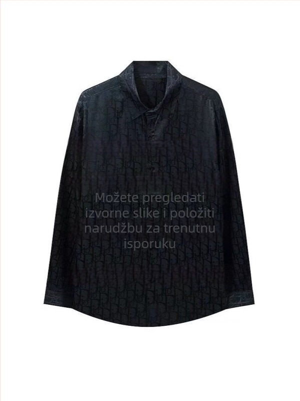 Košulja s dugim rukavima, potpuno printana i Velcro zatvarač, udoban kroj, ovratnik s reverom, izšivani detalji