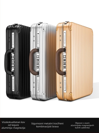 Poslovna aktovka za dokumente – metalna konstrukcija, prugasti uzorak, poliester podstava, vodootporna, protiv krađe (stil: poslovna elita)