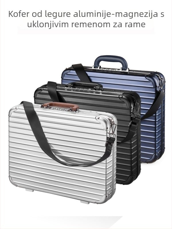 Poslovna aktovka za dokumente – metalna konstrukcija, prugasti uzorak, poliester podstava, vodootporna, protiv krađe (stil: poslovna elita)