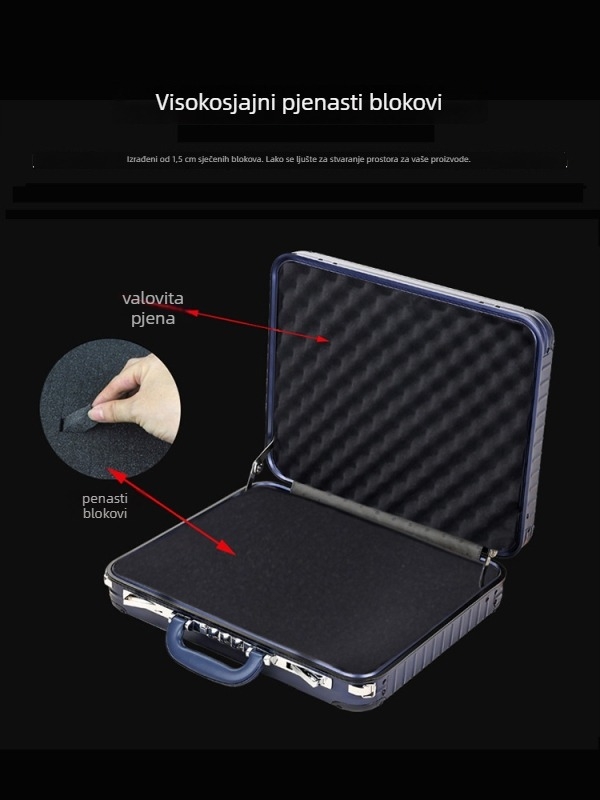 Poslovna aktovka za dokumente – metalna konstrukcija, prugasti uzorak, poliester podstava, vodootporna, protiv krađe (stil: poslovna elita)