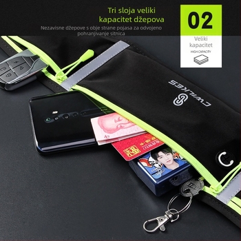 Sportski pojas od najlona s tri džepa, vodootporan za vanjske sportove (Materijal: Nylon; Džepovi: Tri; Namjena: Vanjski sportovi; Značka: CWILKES/Chilkes)