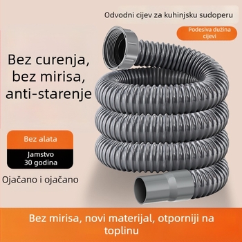 Caixuan PVC P-kružni odvod za kuhinjski sudoper, povlačni tip, moderni minimalistički stil