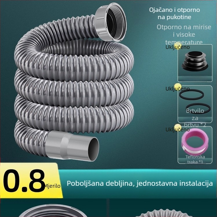 Caixuan PVC P-kružni odvod za kuhinjski sudoper, povlačni tip, moderni minimalistički stil