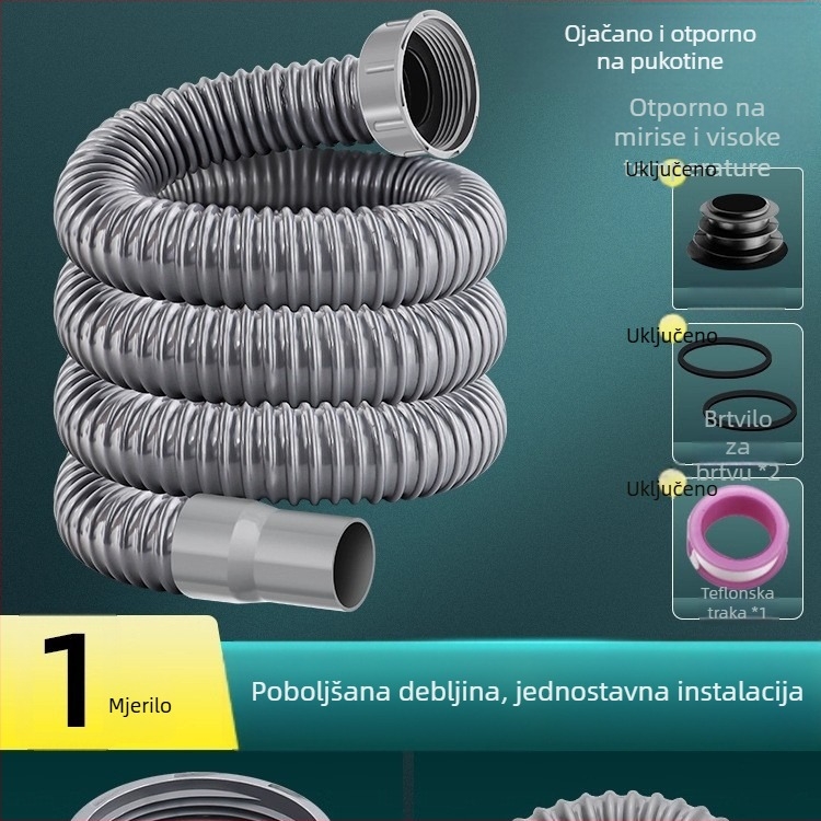 Caixuan PVC P-kružni odvod za kuhinjski sudoper, povlačni tip, moderni minimalistički stil