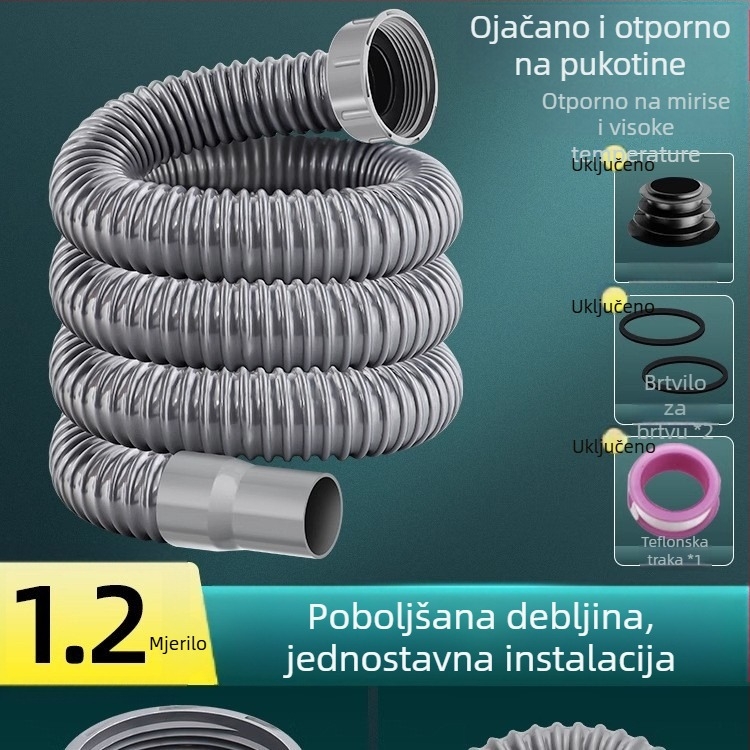 Caixuan PVC P-kružni odvod za kuhinjski sudoper, povlačni tip, moderni minimalistički stil
