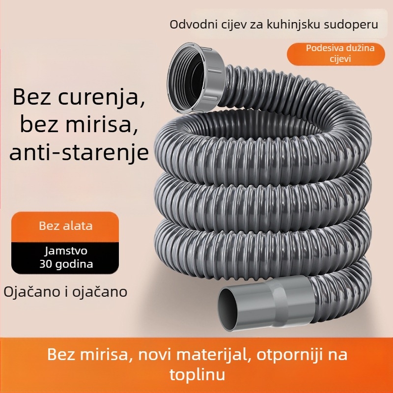 Caixuan PVC P-kružni odvod za kuhinjski sudoper, povlačni tip, moderni minimalistički stil