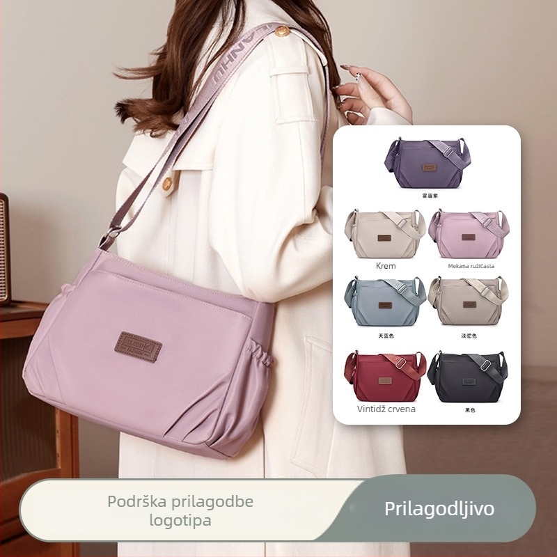 Ženska crossbody torba – najlon, gradski minimalistički stil, horizontalni kvadratni oblik, zatvarač, unutarnja džep s džepom na zip