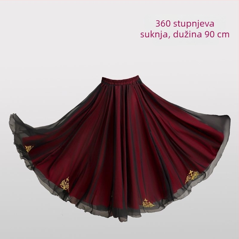 Ujgur etnička plesna suknja za folklorne nastupe, Chenille tkanina s elastanom, proljeće 2025, ženski model