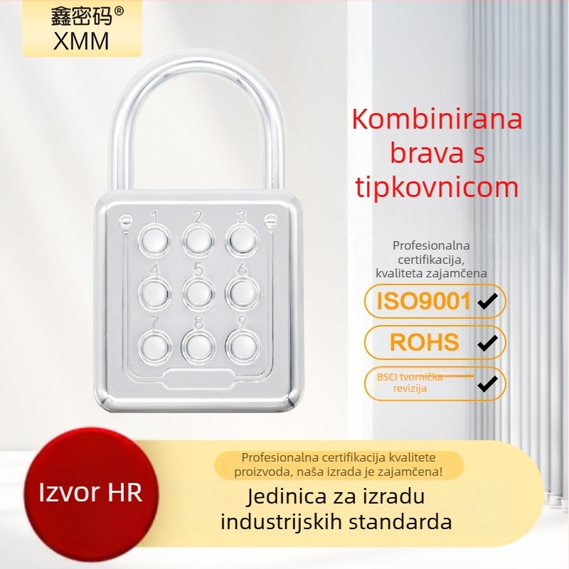 Brava s tipkovnicom za lozinku, mehanička, cinkova legura, model XMM-7001, za ormariće u teretani, izmjenjiva lozinka