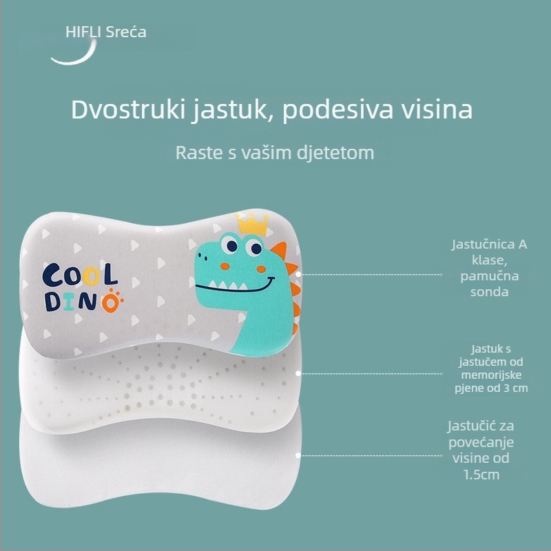 Dječja jastučnica za vrat, prozračna, karikaturalni stil, poliesterska vlakna, pogodna za novorođenčad (0–1 godina)