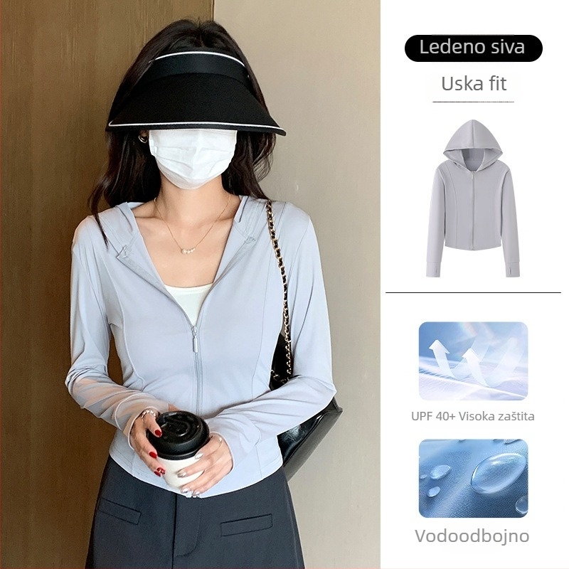 Ženska ice silk jakna za zaštitu od sunca, slim fit, UPF40+, duljina 50-65 cm, poliester 80-90% s elastanom