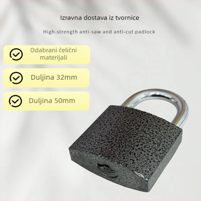 Sigurnosni katanc za ormar u studentskom domu, metalno tijelo, za vrata i brojilo, moderan minimalistički stil, ovlaštena privatna marka