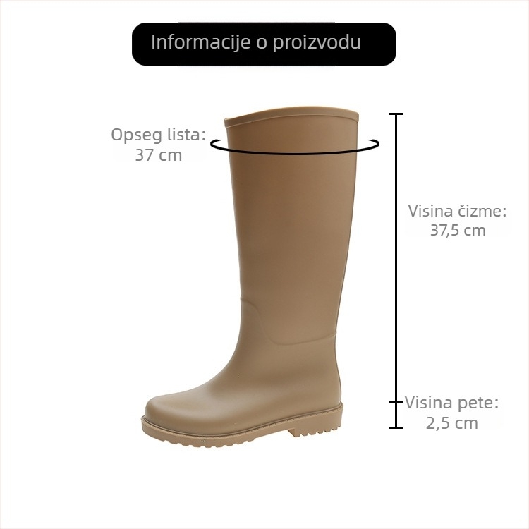 Ženske PVC čizme za kišu - visok gornji dio, PVC vrh, niski pet 1–3 cm (za sve sezone)