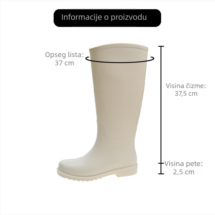 Ženske PVC čizme za kišu - visok gornji dio, PVC vrh, niski pet 1–3 cm (za sve sezone)