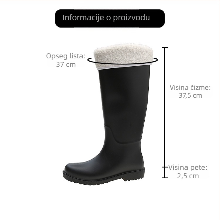 Ženske PVC čizme za kišu - visok gornji dio, PVC vrh, niski pet 1–3 cm (za sve sezone)