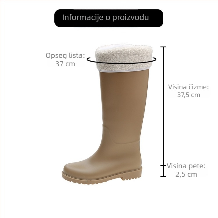 Ženske PVC čizme za kišu - visok gornji dio, PVC vrh, niski pet 1–3 cm (za sve sezone)