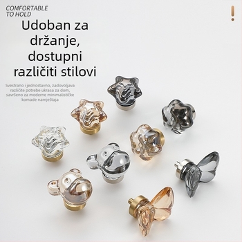 Kristalna ručka ormarića – cinkovo-legura i kristal, pristupačan luksuz, pogodna za ormare, ormare za cipele i ladice (model Stars plum butterfly rabbit).