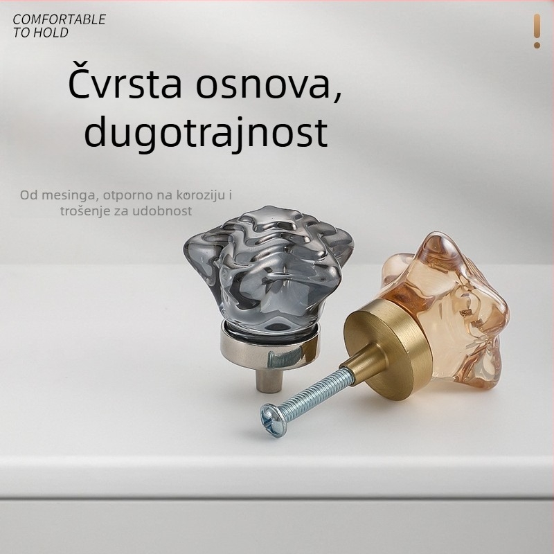 Kristalna ručka ormarića – cinkovo-legura i kristal, pristupačan luksuz, pogodna za ormare, ormare za cipele i ladice (model Stars plum butterfly rabbit).