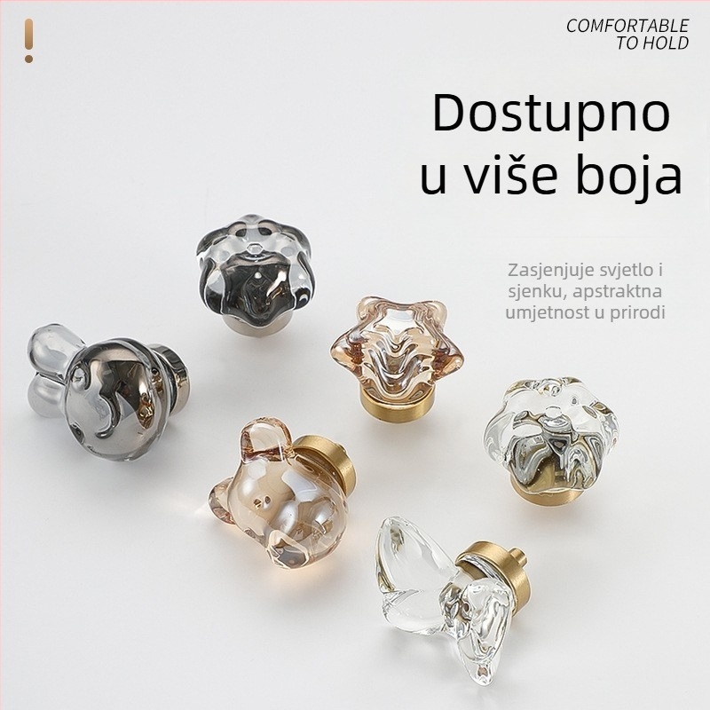 Kristalna ručka ormarića – cinkovo-legura i kristal, pristupačan luksuz, pogodna za ormare, ormare za cipele i ladice (model Stars plum butterfly rabbit).