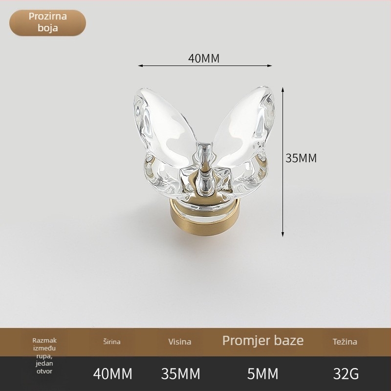 Kristalna ručka ormarića – cinkovo-legura i kristal, pristupačan luksuz, pogodna za ormare, ormare za cipele i ladice (model Stars plum butterfly rabbit).