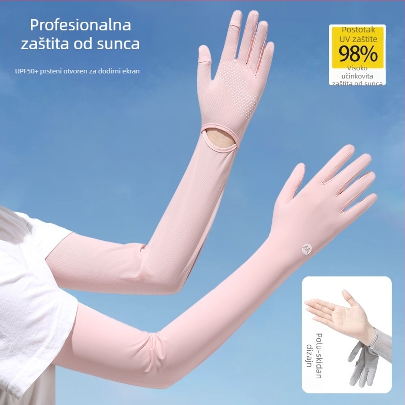Najlon rukavi za zaštitu od sunca za žene, prozračne i osvježavajuće, UV zaštita, protuklizne, kompatibilne s dodirnim zaslonom, za vožnju na otvorenom