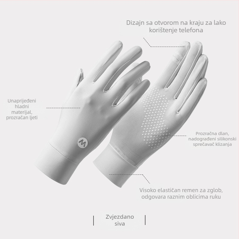 Najlon rukavi za zaštitu od sunca za žene, prozračne i osvježavajuće, UV zaštita, protuklizne, kompatibilne s dodirnim zaslonom, za vožnju na otvorenom