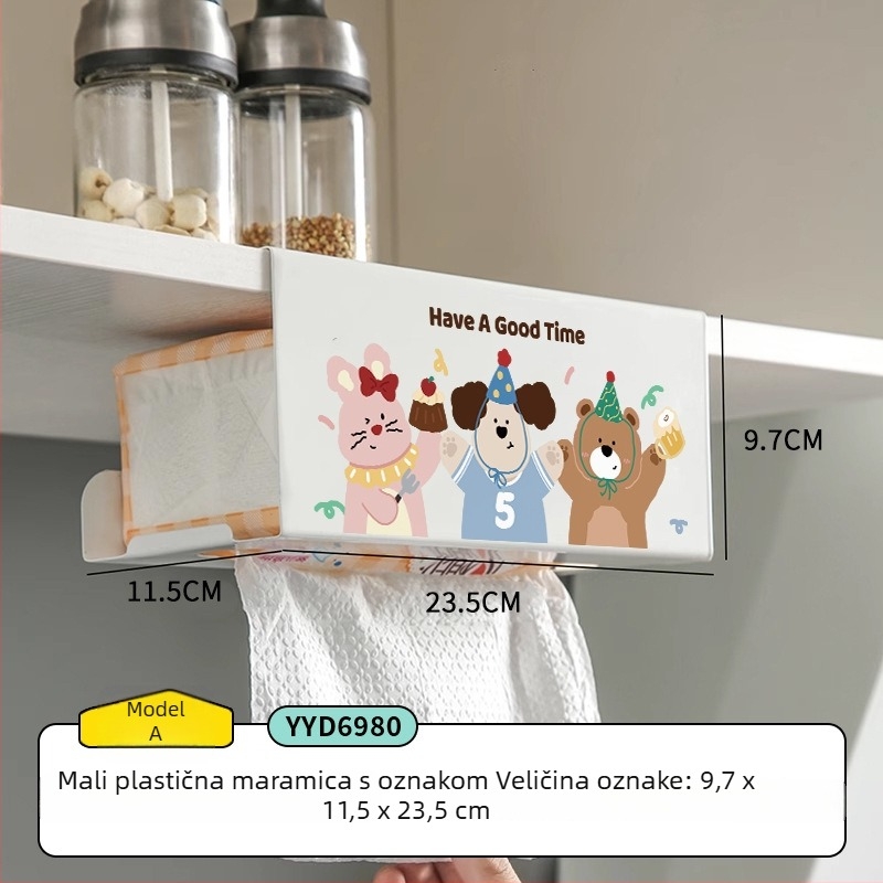 Vješaljka kutija za kuhinjske maramice s dizajnom crtanih likova — kvadratni oblik, karbon čelik, otporna na vlagu, moderni minimalistički stil, brenda Mr. art