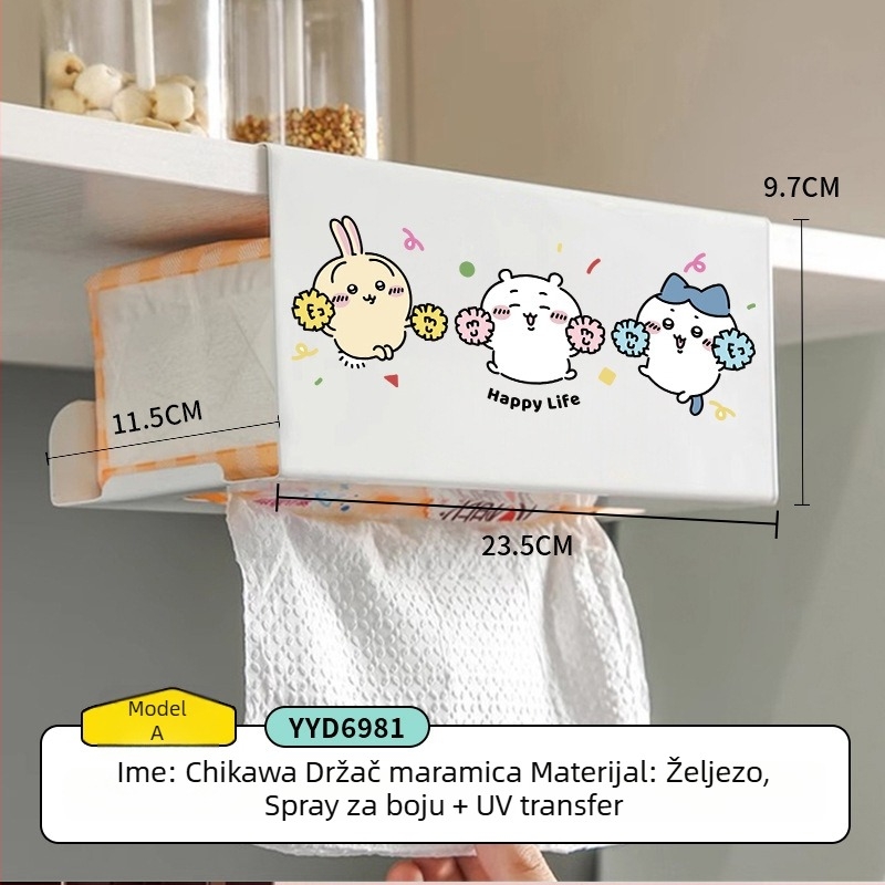 Vješaljka kutija za kuhinjske maramice s dizajnom crtanih likova — kvadratni oblik, karbon čelik, otporna na vlagu, moderni minimalistički stil, brenda Mr. art