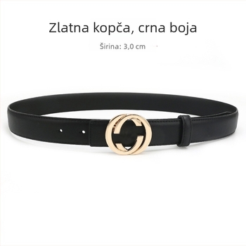 Ženski kožni kaiš od prave kože s kopčom od legure, glatka kopča, širina 2-4 cm, drugi sloj kože, antik završna obrada elektroplakiranja