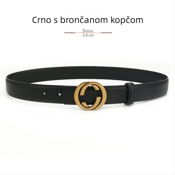 Ženski kožni kaiš od prave kože s kopčom od legure, glatka kopča, širina 2-4 cm, drugi sloj kože, antik završna obrada elektroplakiranja